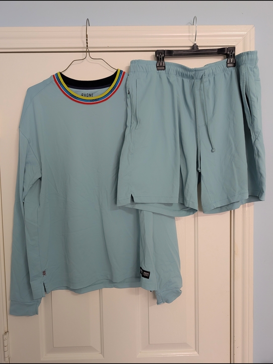 RHONE Pants - RHONE Light Blue Performance Top and Shorts Set, Medium & Large